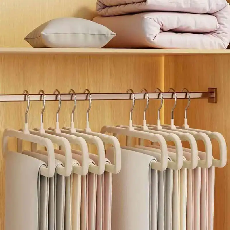 Flocked Trouser Rack Thickeneded Durable Flocked Trouser Hanger Closet Storage Non-Slip Non-Bulging Suit Trousers Jeans Rack