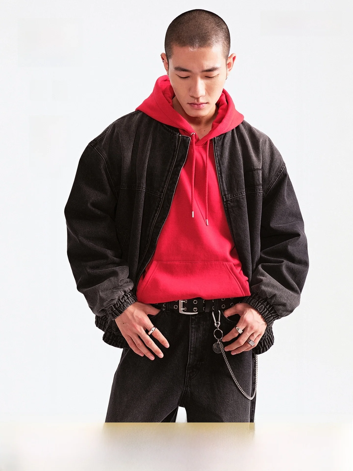

H&M Men's Cotton Jacket 2026 Summer New Style Zipper American Denim Cotton Coat Casual Loose Fit Regular Length Daily Wear