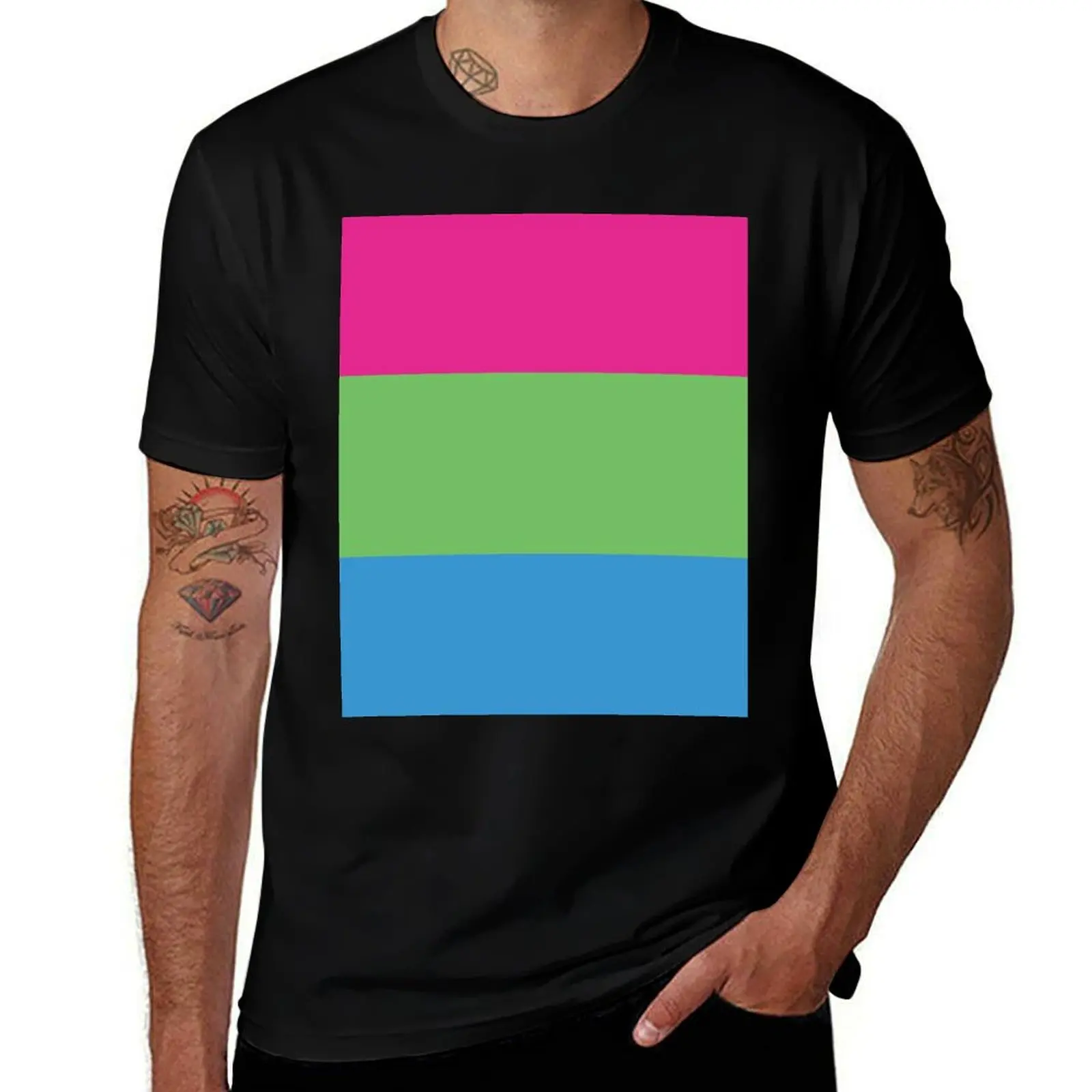 

Polysexual Pride Flag T-Shirt t shirts for man cotton funny cotton t shirts high quality t shirts designer T-Shirt