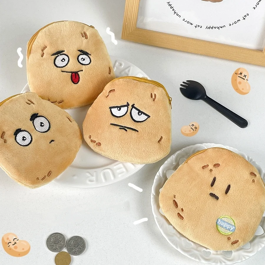 1PC Cartoon Cute Potato Plush Coin Purse Kawaii Potato Purse Bag Creative Mini Potato Earphone Bag Portable Small Storage Bag