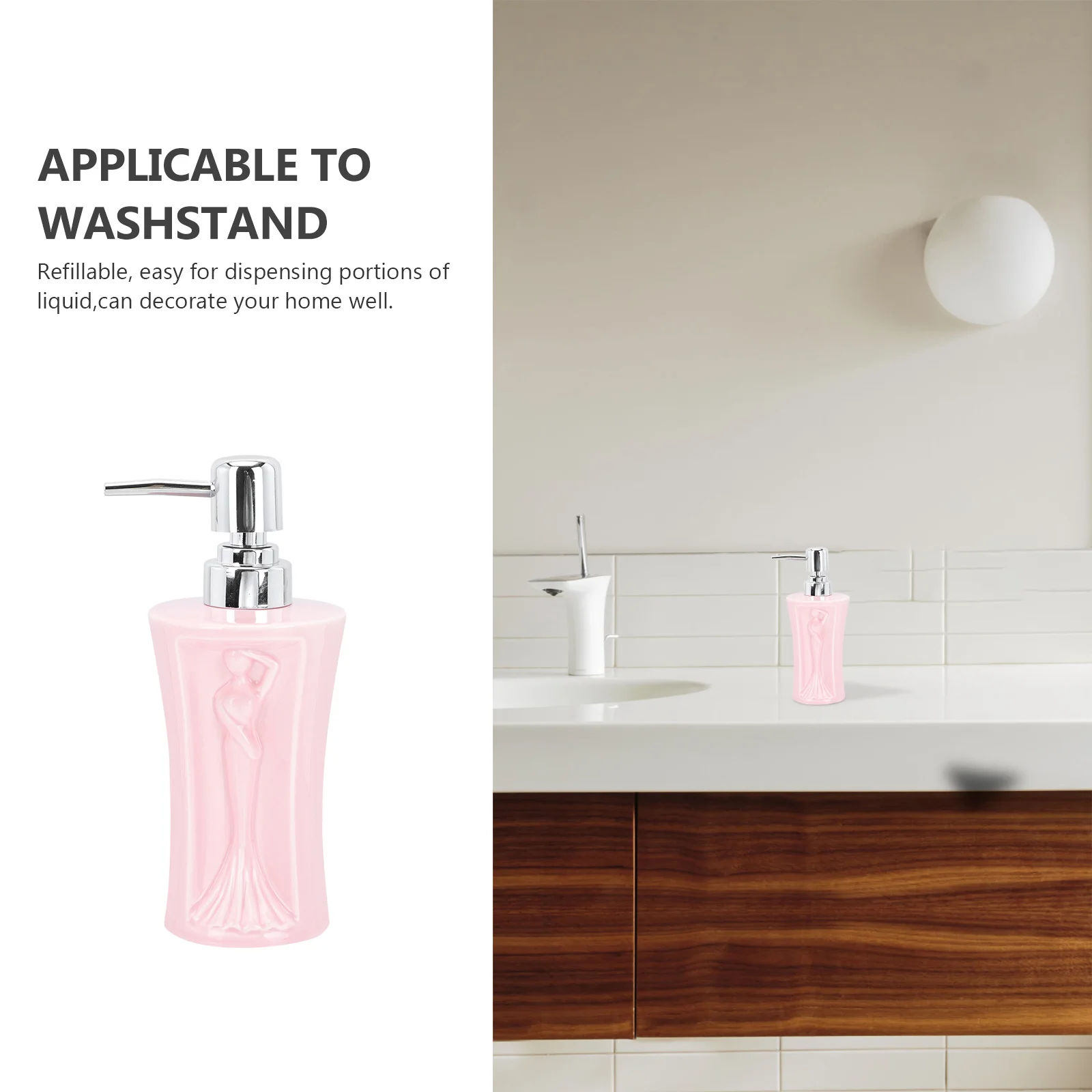 1Pcs Ceramic Refillable Press Pump Bottle Large Capacity Shampoo Lotion Soap Dispenser for Bathroom Kitchen Soap Liquid Bottle