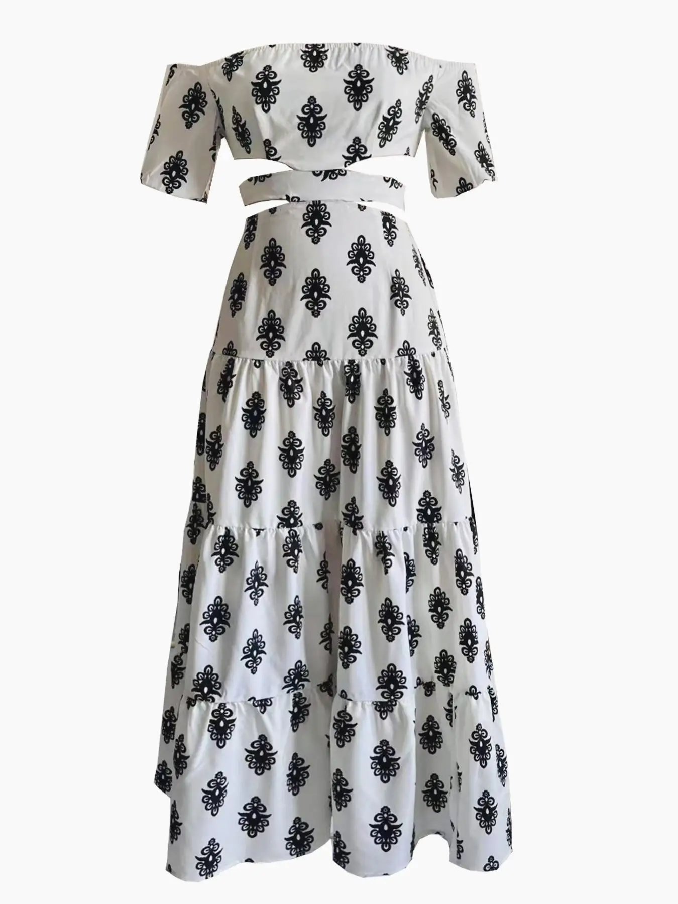 Robe longue à imprimé Floral pour femmes, nouvelle collection d'été, ligne a, asymétrique épaule dénudée, ceinture, Style vacances, robe à la mode pour femmes