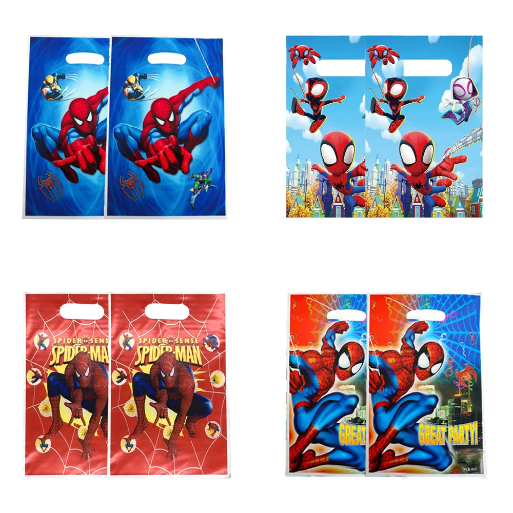 10/40pcs 16.5*25cm Plastic Gift Bag Disney Avengers SpiderMan Kid Boy Birthday Party Supplies Cartoon Superhero Theme Decoration