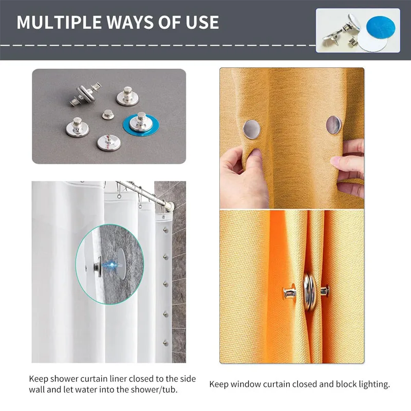 Metal Curtain Magnetic Closure Wall Mounted Magnetic Buckle Shower Curtain Magnet Clips Detachable Window Screen Fixed Fastener - view 5