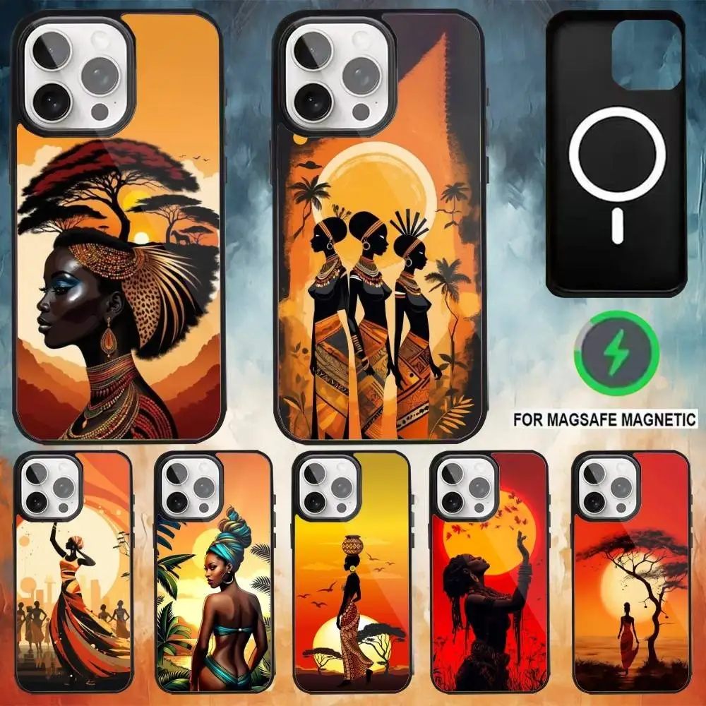 

African Art Phone Case For iPhone17,16,15,14,13,12,11 Plus,Pro Max Magnetic Magsafe Wireless Charging