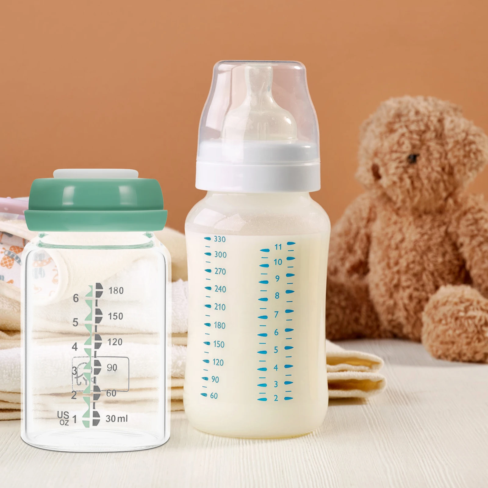 

2 шт., 180 мл, зеленая бутылочка для хранения грудного молока, стеклянный контейнер для кормления с широким горлышком для новорожденных, экологически чистый, безопасный, практичный