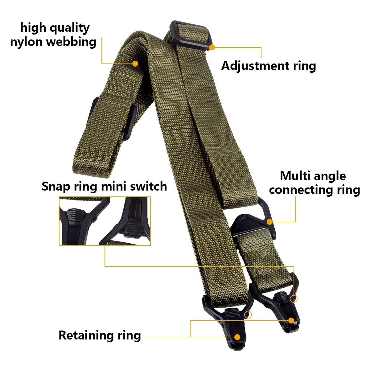 Sling With RSA Sling Swivel Mount GBB Paraclip QD Rail Slings Strap Quick Detach Adapter 20mm Picatinny Rail M-K Keymod