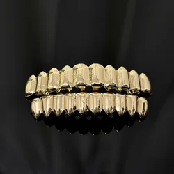 RACHELZ Hip Hop 10/10 Glossy Mouth Tooth Caps For Women Men Top Bottom Golden Teeth Grillz Punk Jewelry Cosplay Dental Grills