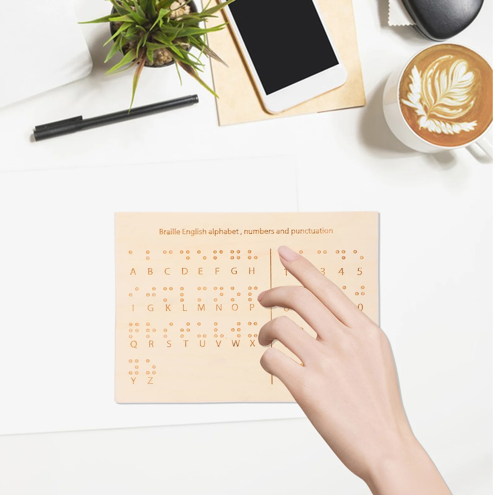 Braille Educatieve uitrusting Blinde mensen Letterborden Nummerbenodigdheden Hulp leren Essentieel hout