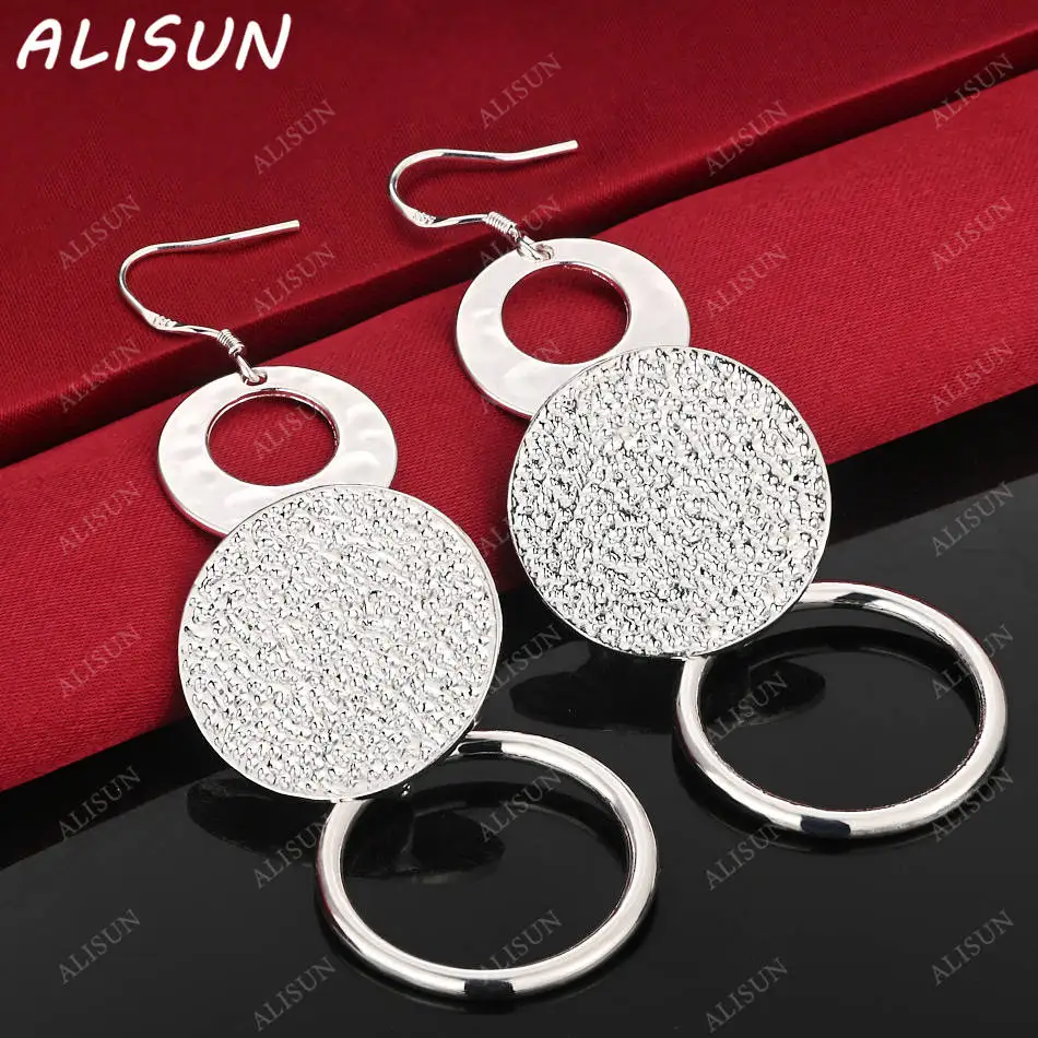 

ALISUN 925 Sterling Silver Round Earrings Drop Earrings Anniversary Gift Popular Wild Fashion Romantic Jewelry