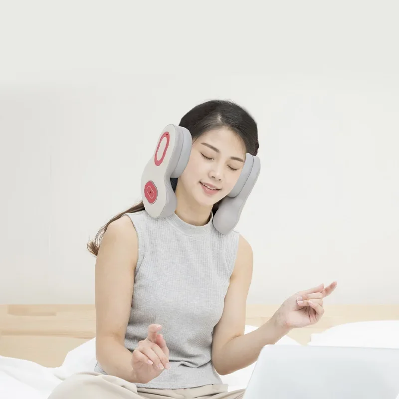 

Factory New Design Rechargeable Neck Massage Pillow Neck Wrap Red Light Hot Compress Heating Vibrating Neck Massager
