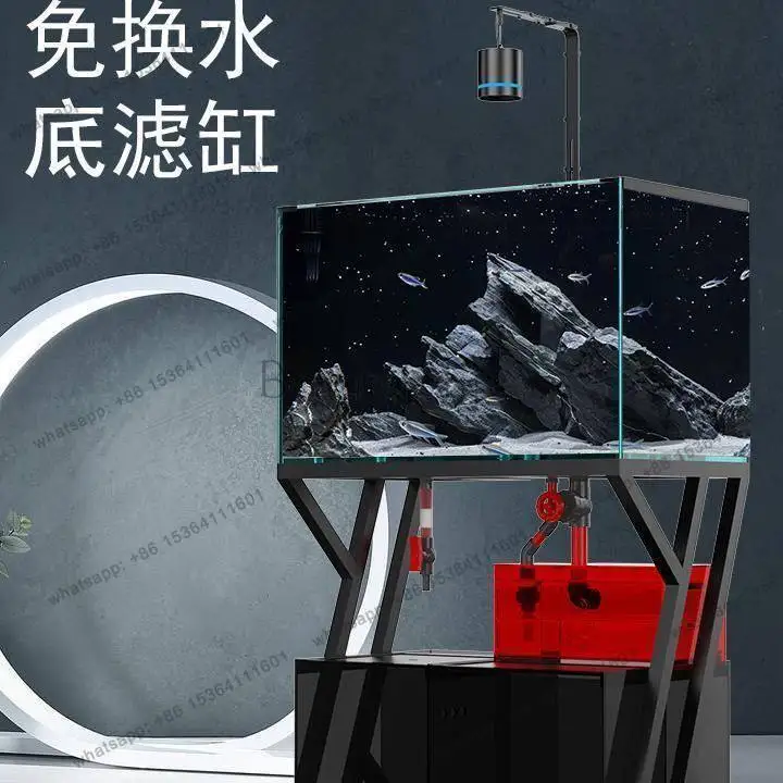 Light luxury ultra-white fish tank bottom filter ecological stream aquarium square glass aquatic plant goldfish tank