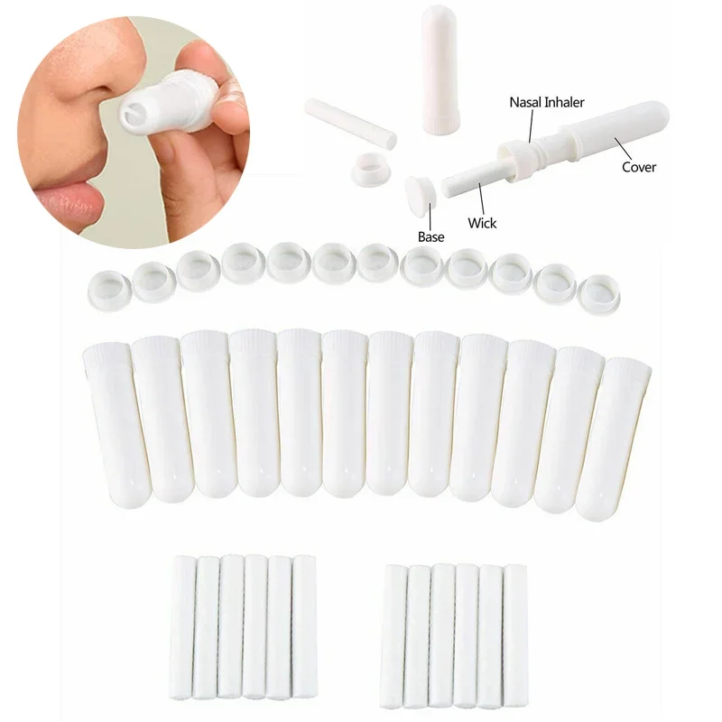 

30 шт., пустые назальные ингаляторы, многоразовые аксессуары для ароматерапии «сделай сам», эфирное масло, пустые белые пластиковые трубки для использования в носу