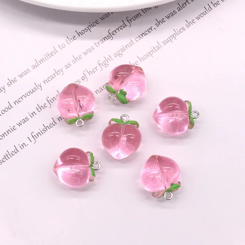 10 sztuk imitacja Friut Charms żywica różowa brzoskwinia wisiorki do tworzenia biżuterii kolczyki brelok naszyjnik DIY Cratfs ustalenia