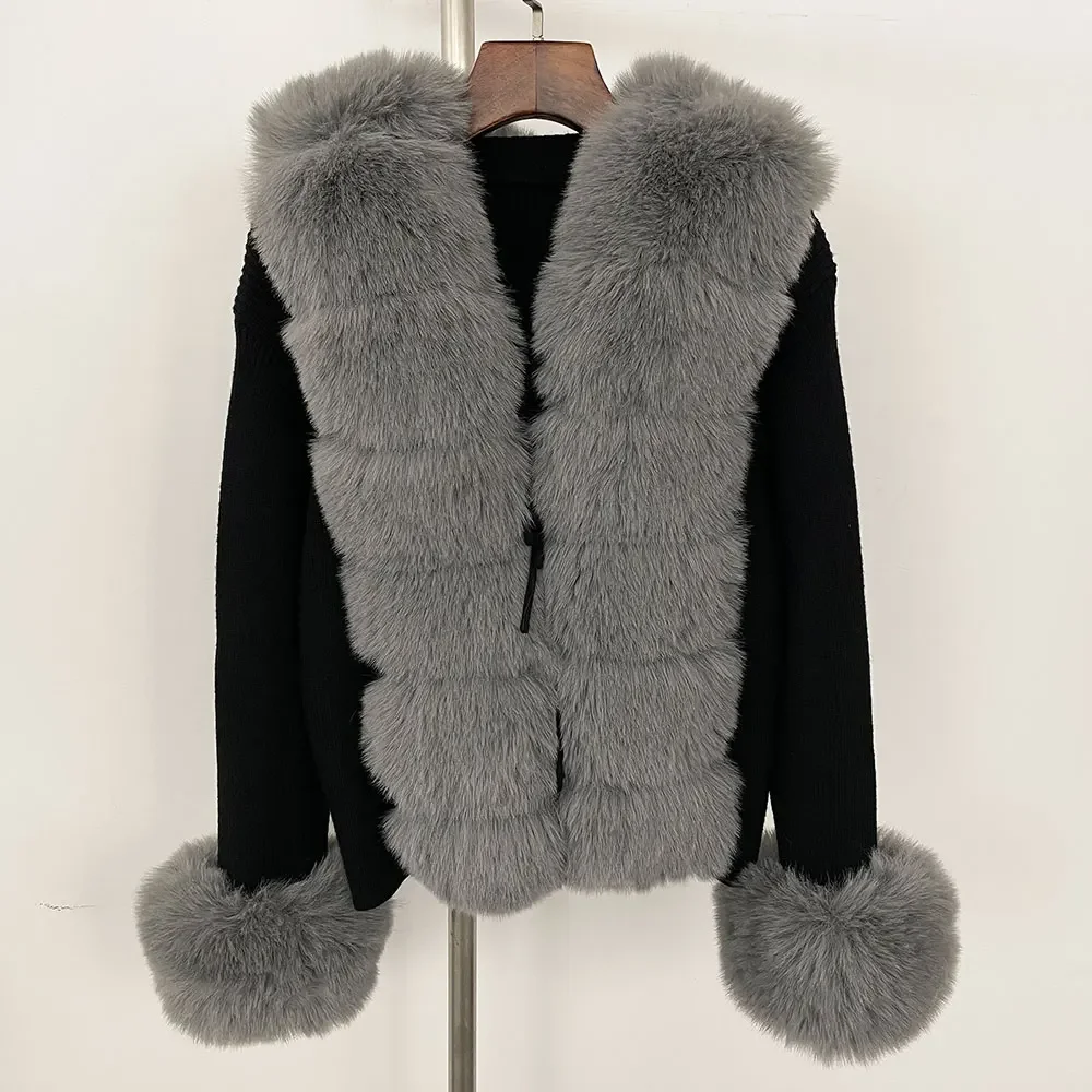 Cappotto di pelliccia Maglieria ecologica Maglione Donna Primavera Autunno Cardigan vintage Scollo a V Giacca maglione coccoloso Maglione Fluffy Designer