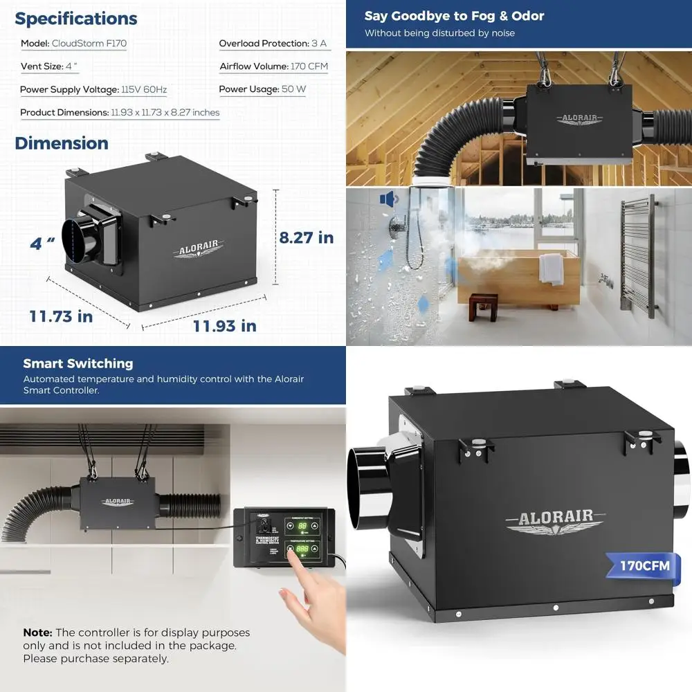 

4 Inch Quiet Bathroom Exhaust Fan for Ventilation in Bathrooms, Attics, Kitchens, Garages, and Laundry Rooms
