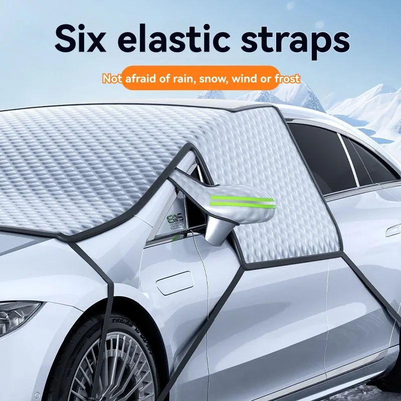 

Universal Front Windshield Anti-Frost Shield Waterproof Fabric Car Snow Cover For Winter-Thickened Design