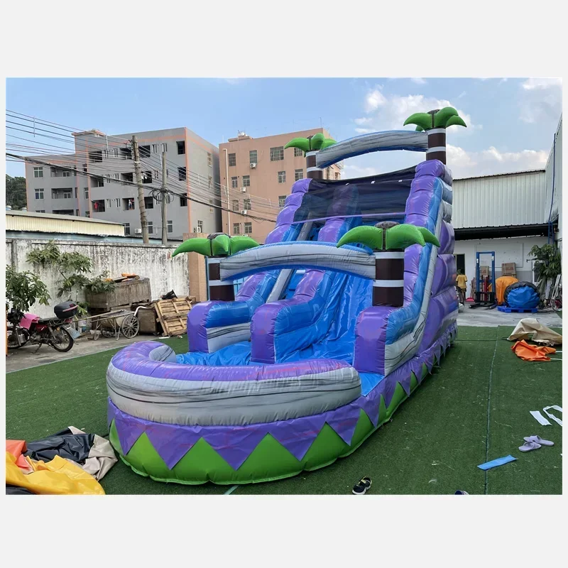 

Hot summer inflatable water slide palm tree inflatable water slide pool inflatable slide pool