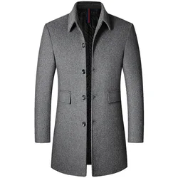 BROWON Marca Cappotto Invernale Da Uomo 2024 Autunno Solido Gira-Imbottiture Colletto di Lana Giacca Lunga per Gli Uomini New Business Casual Tenere Al Caldo Della Tuta Sportiva