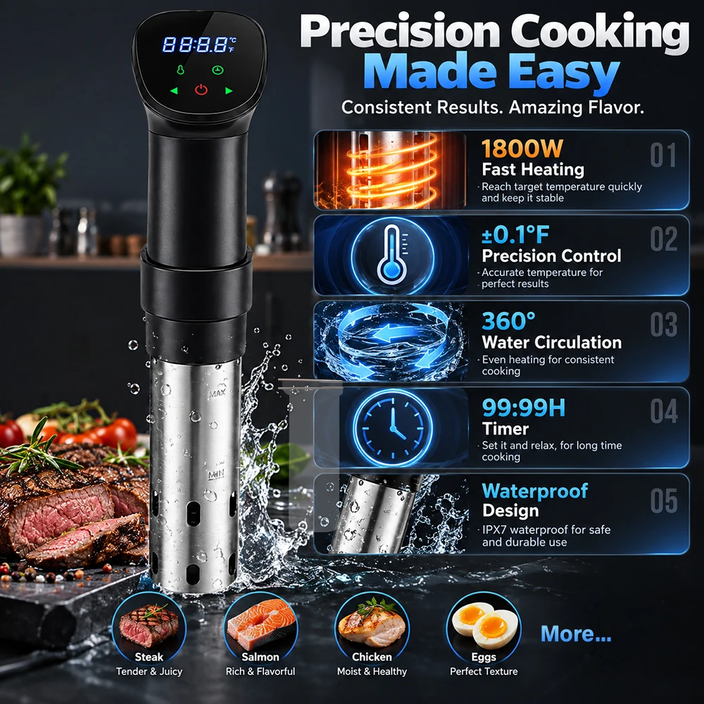 Digital Sous Vide Precision Cooker - 1800W Sous Vide Machine Precision Immersion