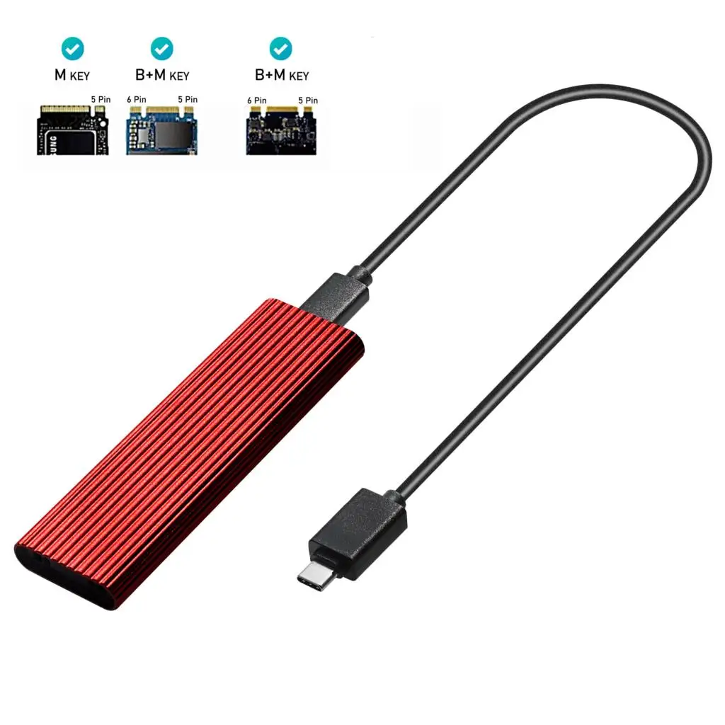 M2 obudowa na SSD NVMe obudowa M.2 na USB 3.1 Gen 2 10Gb Adapter SSD podwójny protokół RTL9210B dla NVME NGFF SATA M + B klucz 2230-2280 SSD