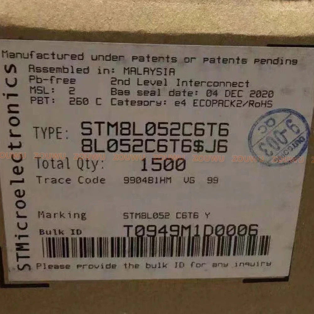 10PCS/LOT STM8L052C6T6 STM8L052 C6T6 LQFP-48 20+ lillard loja só vende 100% produtos originais