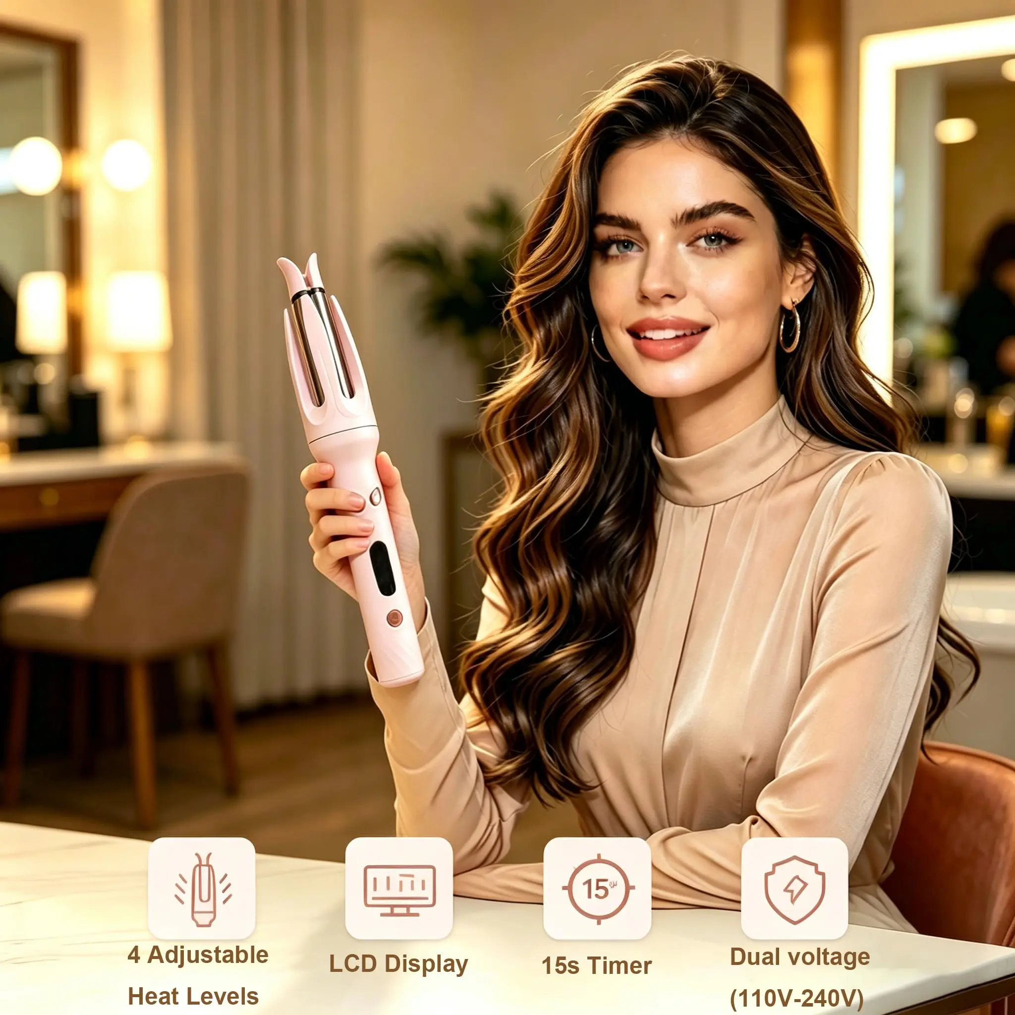 28MM Automatic Hair Curler Auto Rotating Ceramic Hair Roller Big Waver Professional Curling Iron Curling Wand Hair Waver view 5