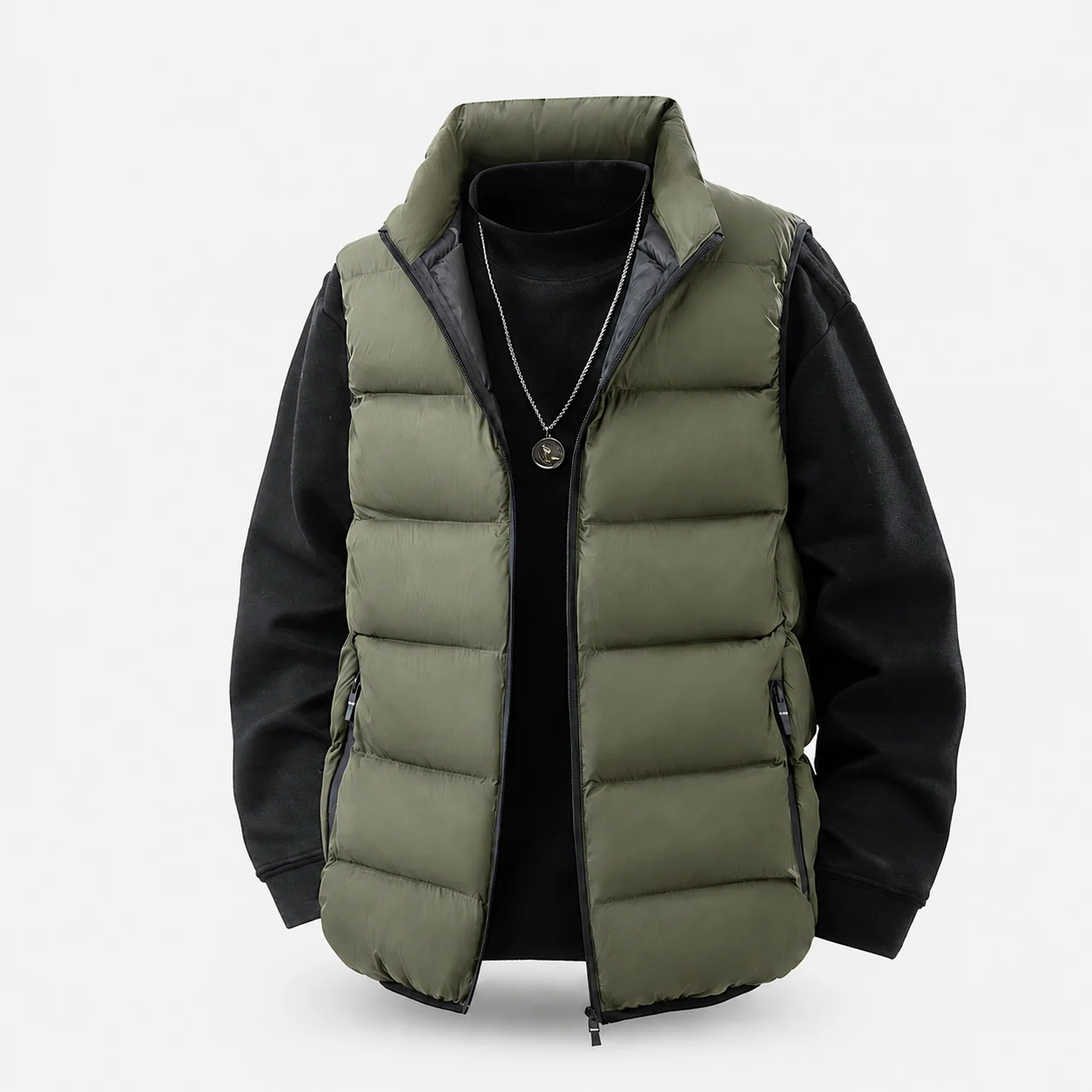 Vest Man Casual Warm Winter Puffer Vest Soild Windproof Jacket Thicken Waistcoat Sleeveless Stand Collar Vest Coat Plus Size