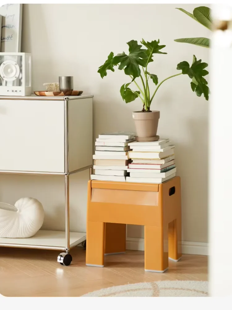 Nordic Style Living Room Chair,Space Age Mid Century ABS Plastic Low Stool Storage Stool,Luxury Home Dining Room Casual Chairs