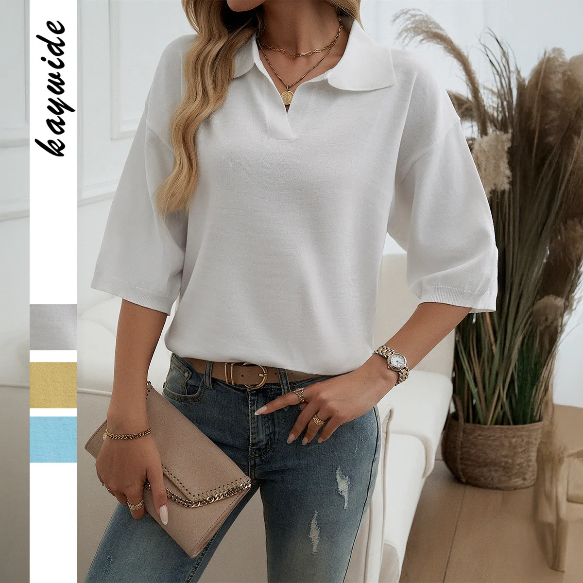 

Vacation Casual Style POLO Woolen Shirt Women's Clothing 2025 Spring And Summer Top