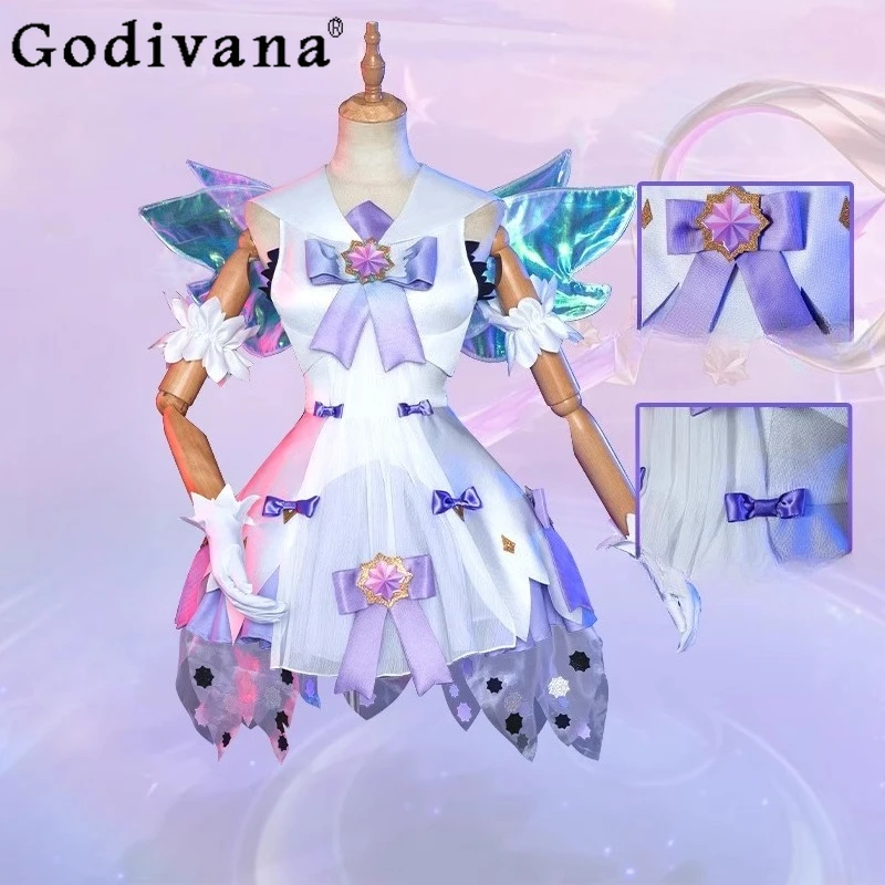 

Cos Honor of Kings Valentine's Day Dress Set Women Wig Wing Prop Full Suit Cosplay Costume Female Halloween Dress with Bow Tie