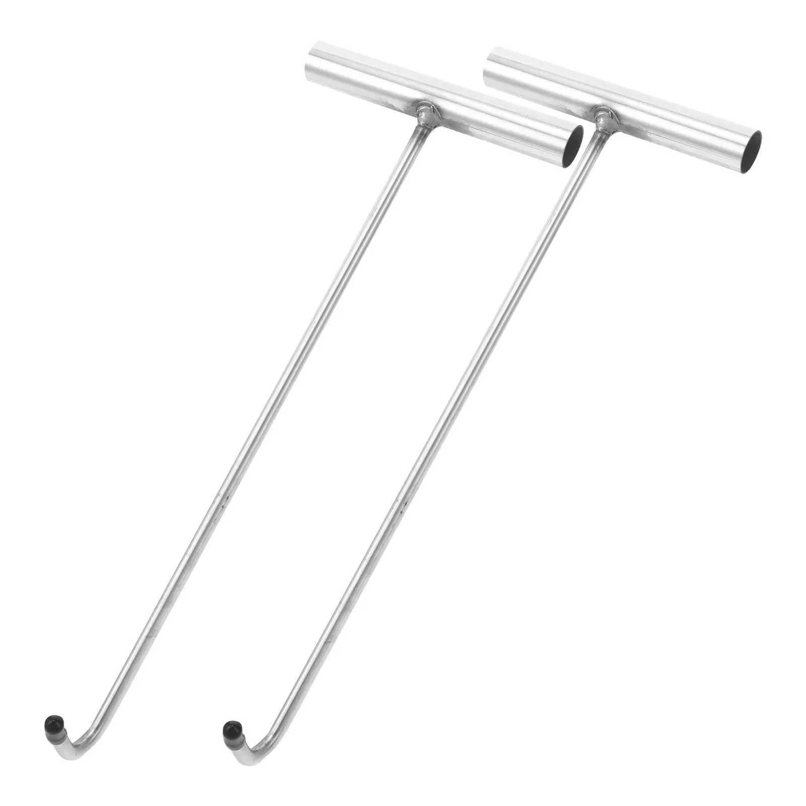 

2 Pcs T-hook Manhole Lid Heavy-Duty Cover Crochet Door Lifting Stainless Steel Hooks