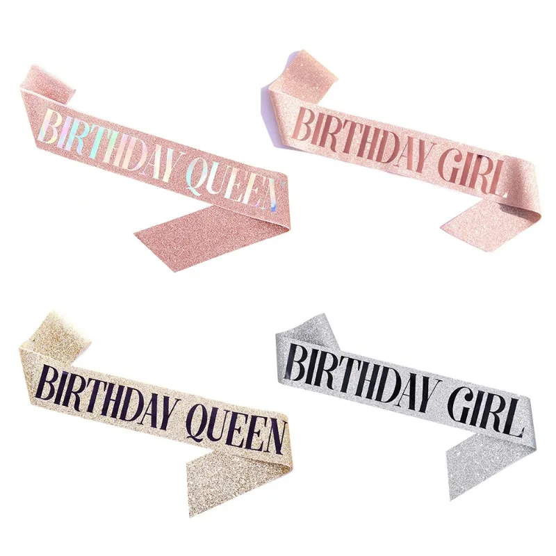 1Pc Glitter Ceremony Belt Birthday Queen Party Strap Birthday Girl Glitter Ribbon Birthday Party Supplies Glitter Accessories