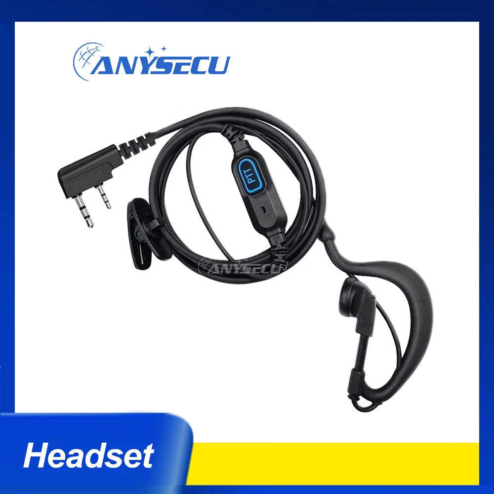 

2 Pin G-shape Ear Hook Headset Earpiece PTT Adjust Volume for For Baofeng TYT Quansheng Anysecu UV-K5 Walkie Talkie with Mic