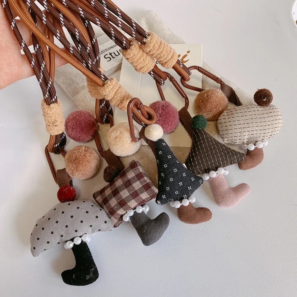 

Creative Colorful Mushroom Keychain Handmaking Fabric Anti-lost Backpack Keyring Pendant Ice Cream Rope Doll Keyring
