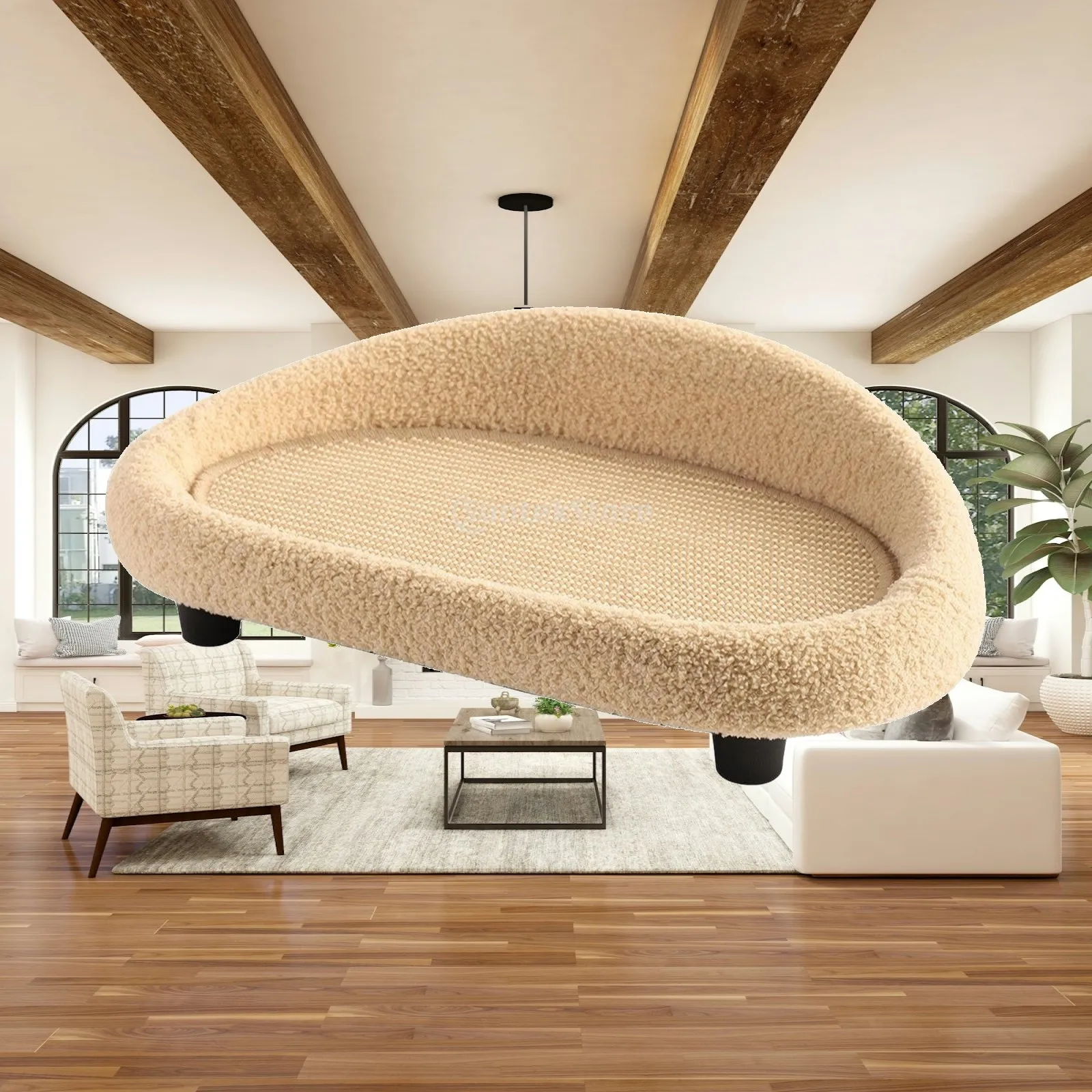 Cat Scratching Post and Bed Combo with Sisal Surface for Claw Sharpening and Cozy Cushion for Cat Nap Time