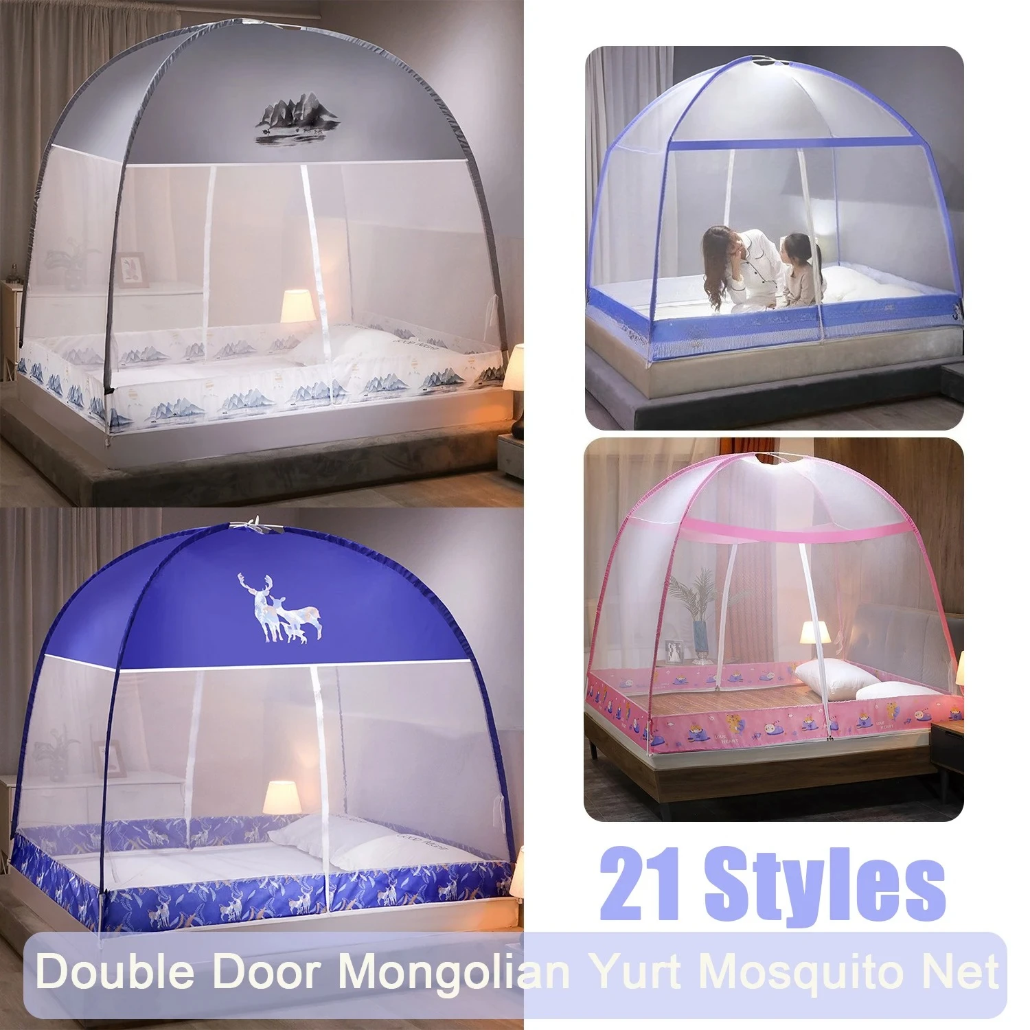 

Thicken No-Installation Mongolian Yurt-Style Mosquito Net That Opens in One Second, Providing 360°All-Around Mosquito Protection