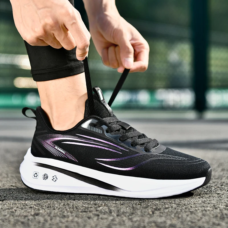 

2026 Summer New Couple Running Shoe Fashion Anti Slip Mesh Breathability Lady Men Athletic Shoe Fitness Rebound Buffer Sneakers