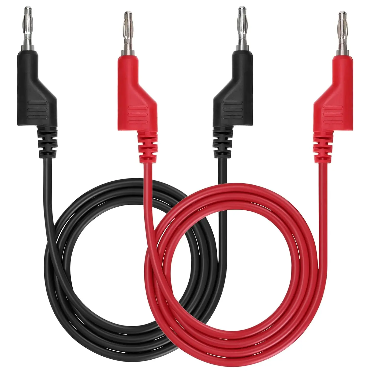 Stackable Banana to Banana Plug Test Leads 2PCS Soft Electrical Test Cable Wire 3.3ft/1m Red Black for Multimeter 1000V 15A