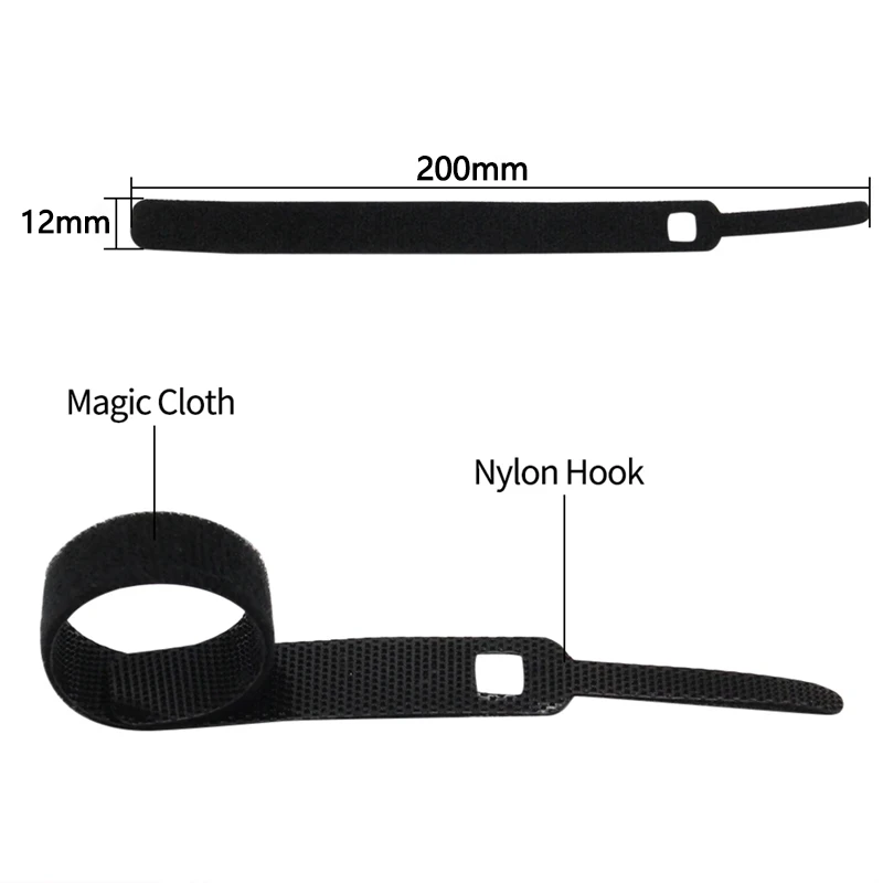 10~1000Pcs 200mm Self-adhesive Nylon Magic Tape Backless Data Line Strap Colorful Magic Sticker Backpackers Hikers Line Belt DIY