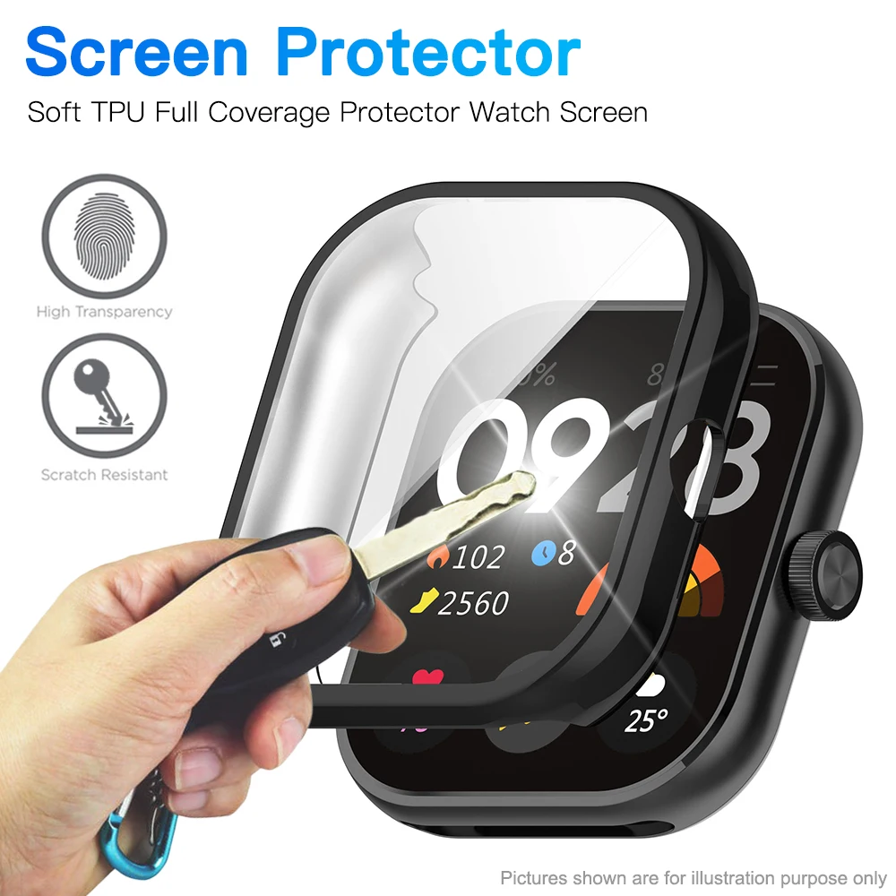 Funda de protección suave y Flexible para Xiaomi Redmi Watch 4, Protector de pantalla de cobertura envolvente, parachoques de silicona para Redmi