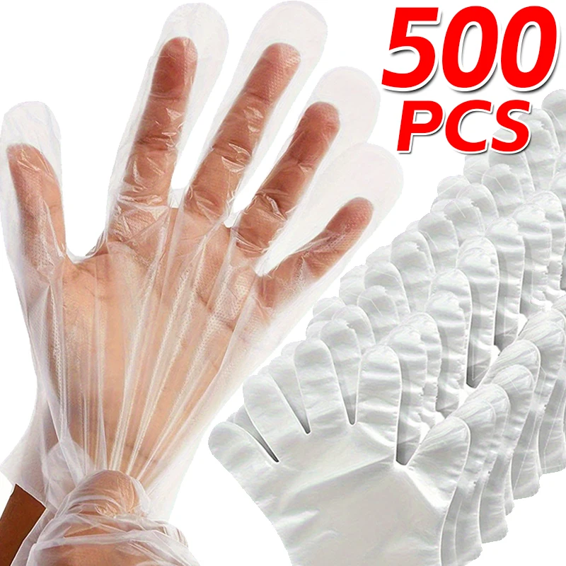 Suitable for thickening disposable gloves, transparent PE plastic film gloves, beauty, catering, takeaway food gloves