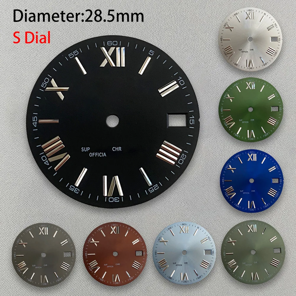 28.5mm S Logo Rome Dial Fit NH35/NH36/4R/7S Movement High Quality Sunray Dial Watch Modification Accessories