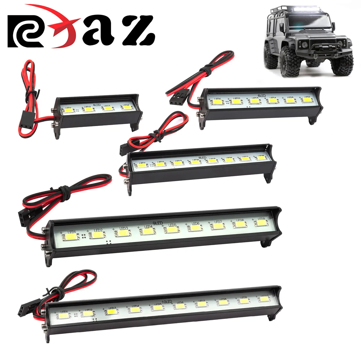 RCXAZ Roof LED Light Strip Deep Lighting 53-136mm, Suitable for 1/10 Trxxas TRX4 TRX6 Axial Scx10 D90 Crawler