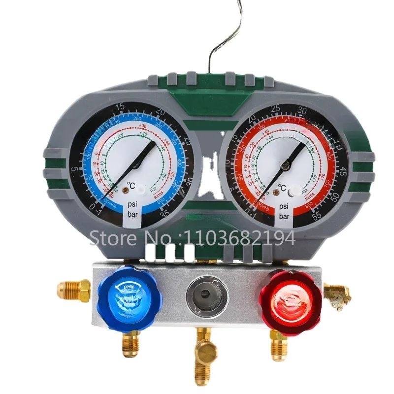 

S60-102 Air Conditioning Fluorometer R410a/R32 Double Meter Set Fluorine Charging Refrigerant Pressure Gauge