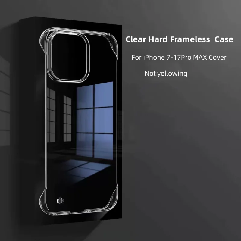 아이폰 17 16E 15 13 12 11 14 16 17 Pro Max XSMAX X XR XS SE 7 8 Plus용 투명 하드 프레임리스 케이스