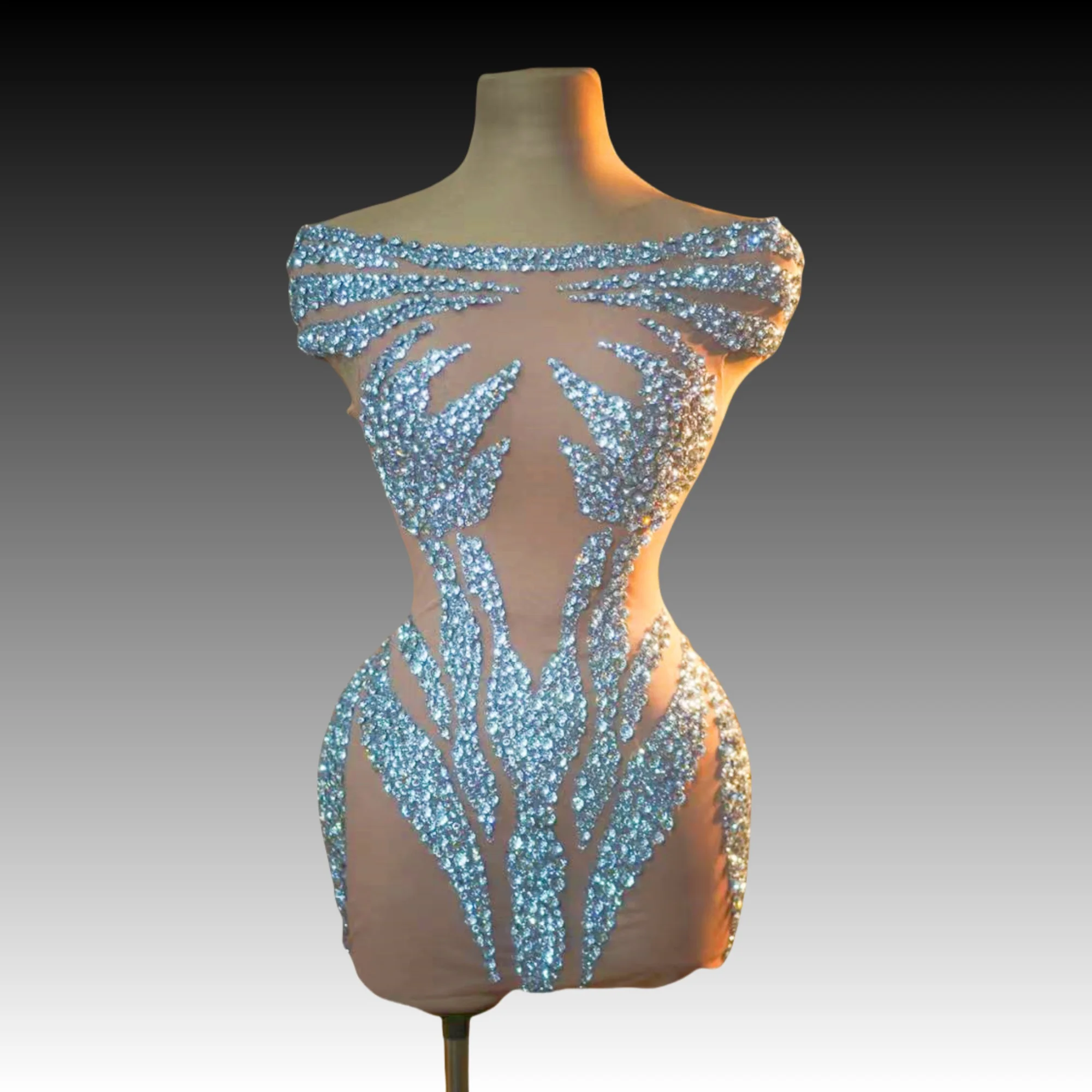 

Sparkly Rhinestone Sleeveless Short Dress for Women Photo Shoot Outfit Sexy Mesh Celebrate Birthday Party Dress Sexy Dance Stage