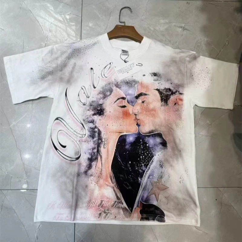 تي شيرت رجالي كبير الحجم من White VALLEY للرجال والنساء 1:1 أفضل جودة مطبوع عليه حفر ساخن من القطن الخالص تي شيرت علوي للسيدات #1