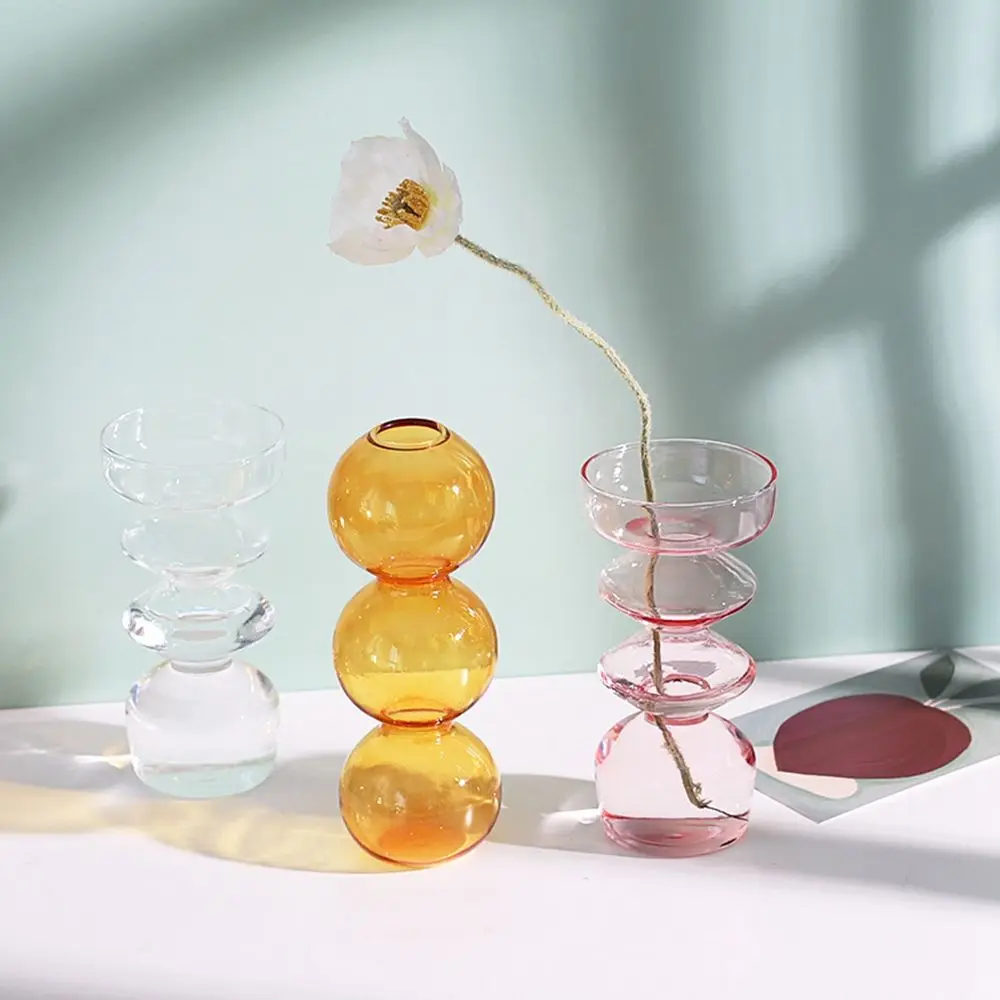 Transparent INS Living Room Flower Decoration Hydroponic Plant Glass Bottle Flower Vase Table Decor Glass Vase Home Decoration