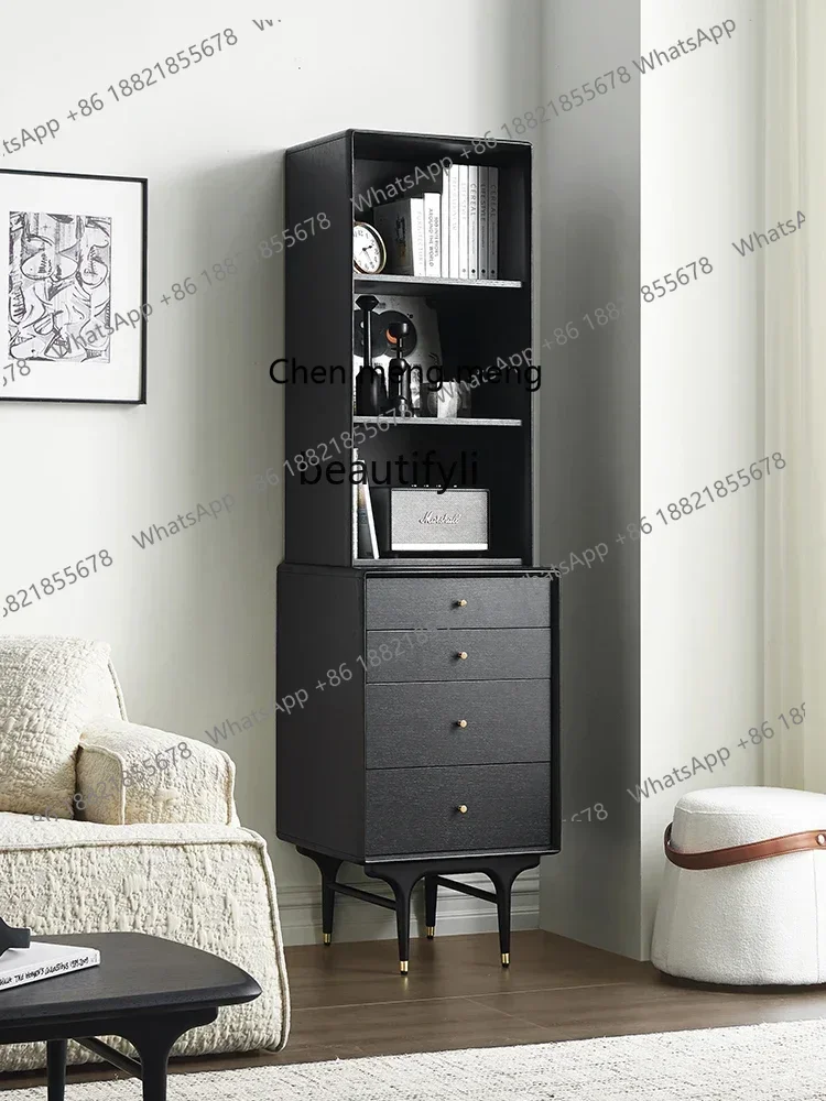 

xxxNordic Retro Style Solid Wood Bookcase Storage Cabinet Modern Minimalist Floor Bookshelf Locker